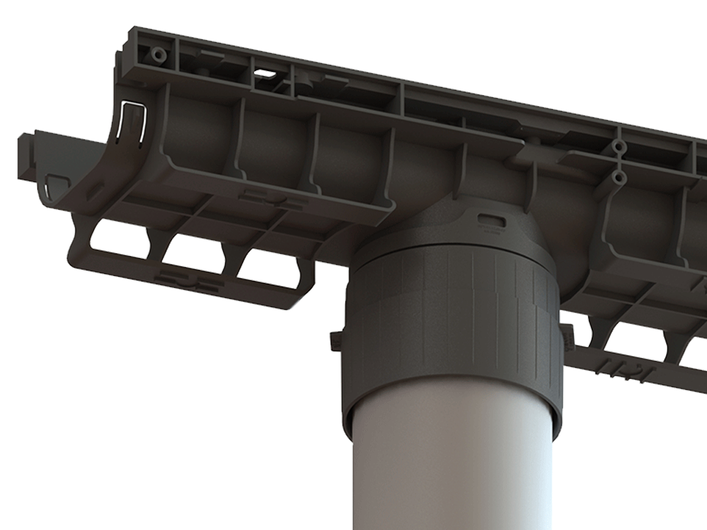 Rigolă din plastic BASE DN100 H80 cu grătar metalic zincat în fante clasa de sarcini A15